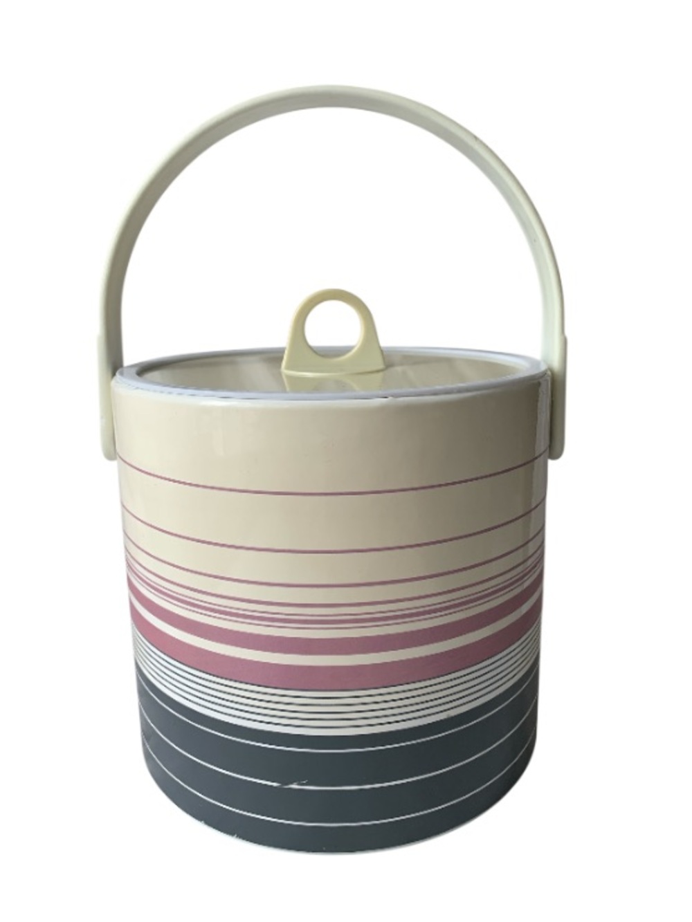 Vintage Giraffe Ice Bucket - 80s Retro Cream Pink & Charcoal Barware